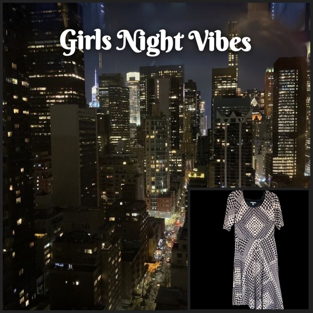 Girls Night Vibes: Houndstooth Patterned Dress | Size 10